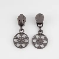 Бегунок для молнии &laquo;Спираль&raquo;, №5, &laquo;Снежинка&raquo;, 10 шт., цвет чёрный никель