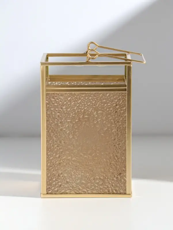 Подсвечник стекло, металл "Капли" золотой 10,5х12х19,4 см