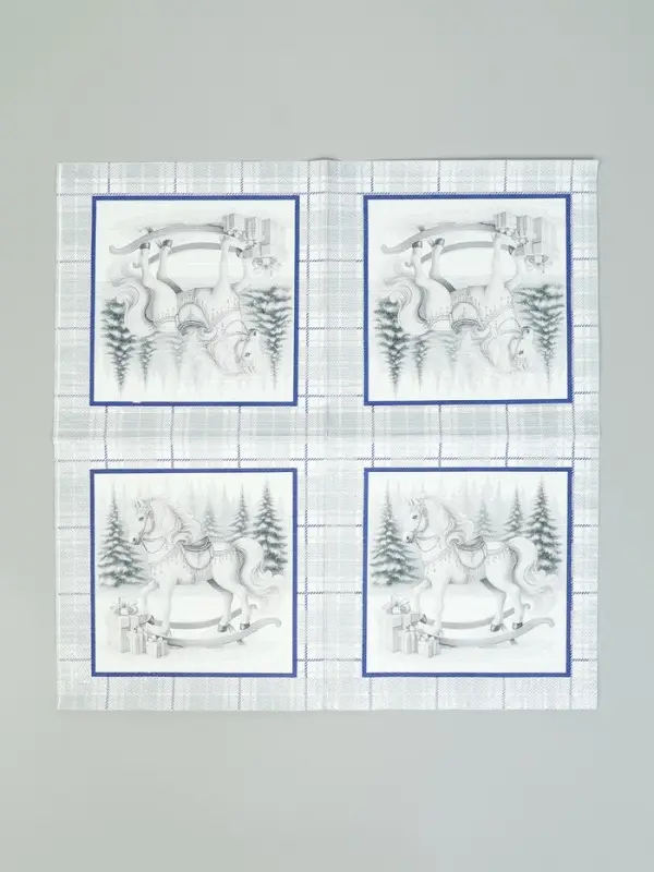 Салфетки бумажные трёхслойные «Скатерть с лошадью на серебре», 33х33, 20 шт Салфетки бумажные трёхслойные «Скатерть с лошадью на серебре», 33х33, 20 шт