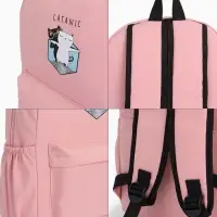 Рюкзак школьный на молнии, с карманами, с принтом, размер 30&times;12&times;43 см, розовый