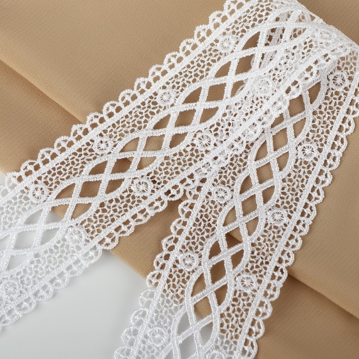 Кружево гипюровое, 40 мм × 11 ± 1 м, цвет белый Кружево гипюровое, 40 мм × 11 ± 1 м, цвет белый