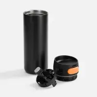 Термостакан X1 с цветной кнопкой, черный с оранжевым