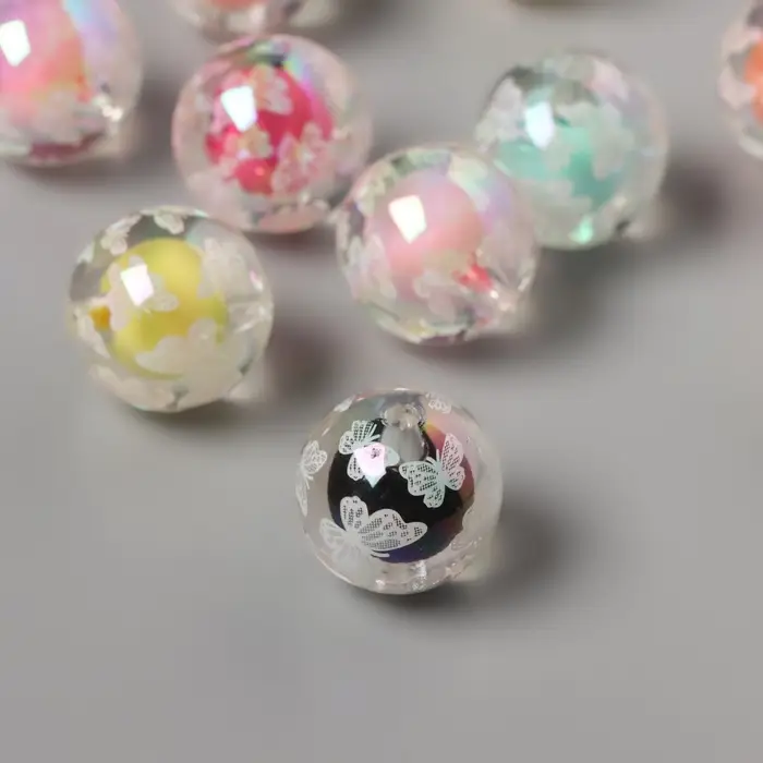 Бусина для творчества акрил Бусина для творчества акрил "Белые бабочки" МИКС 1,6х1,6х1,6 см