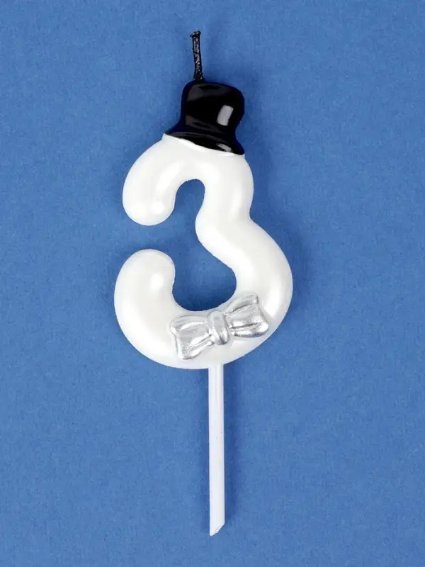 Свеча для торта «Джентельмен», цифра 3, белая Свеча для торта «Джентельмен», цифра 3, белая