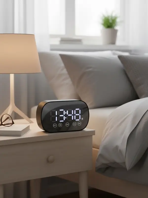 Часы-будильник электронные, колонка, USB, Bluetooth, карта памяти, чёрный