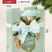Пакет подарочный с лентой &laquo;С Новым годом&raquo;, S 12&times;15&times;5.5 см