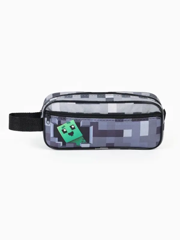 Пенал школьный, текстиль, 2 отделения, 22&times;10&times;7 см &laquo;Пиксельный мир&raquo;