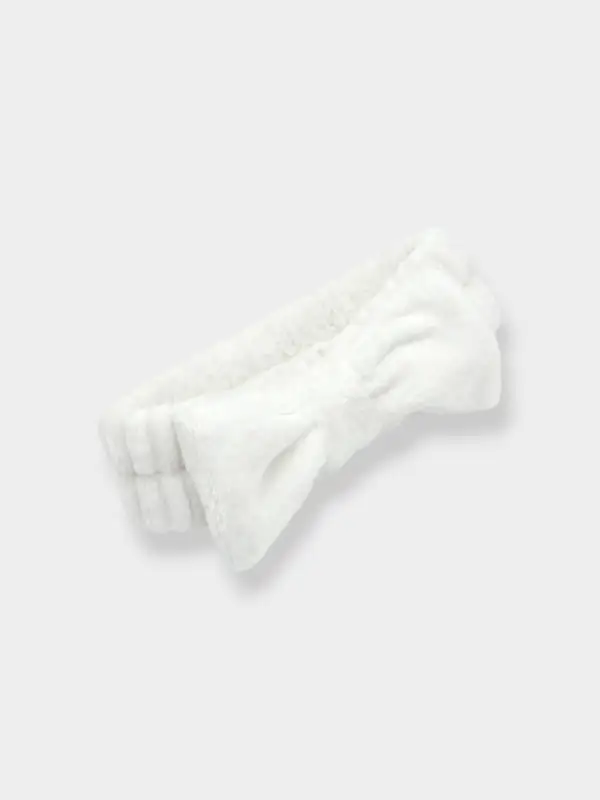 Повязка для умывания "Бантик", микрофибра, цвет белый