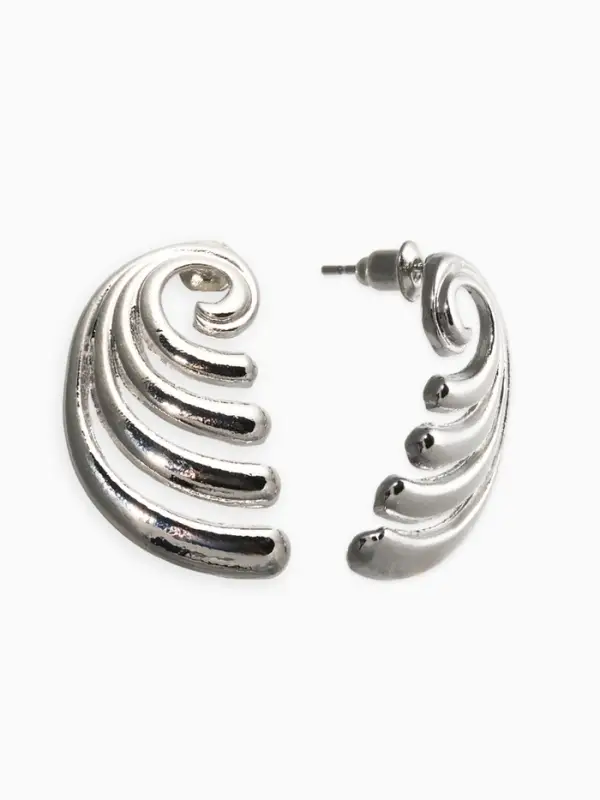 Серьги металл «Волна», цвет серебро Серьги металл «Волна», цвет серебро