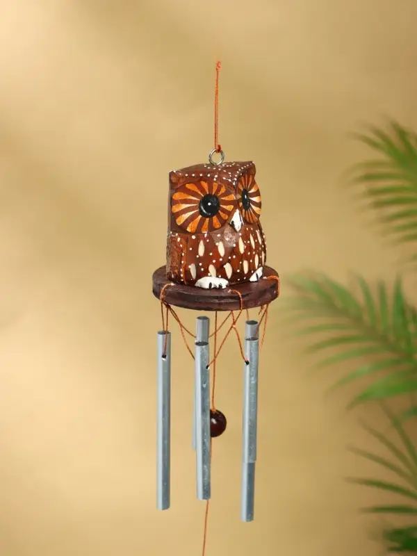 Музыка ветра &laquo;Пятнистая сова&raquo;, 5&times;5&times;40 см, дерево, металл