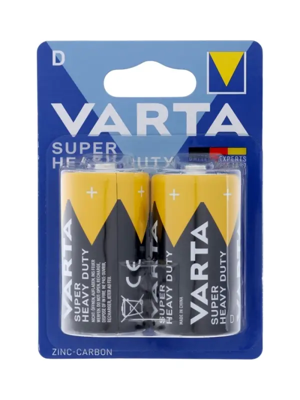Батарейка солевая Varta SUPER LIFE D, набор 2 шт.