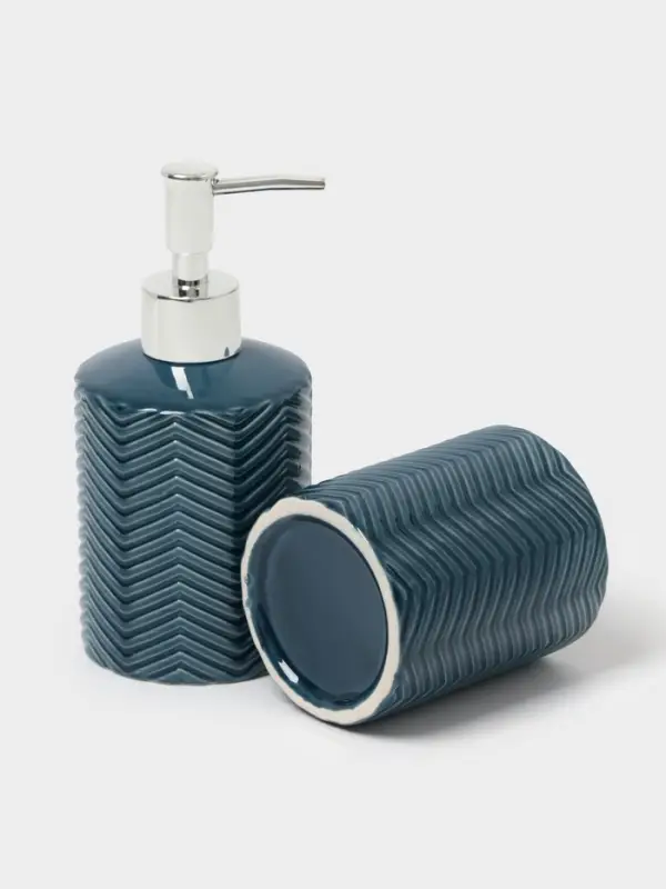 Аксессуары для ванной &laquo;Минимал&raquo;, 2 предмета: дозатор для мыла 350 мл, стакан 350 мл, синие