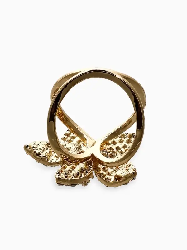 Кольцо для платка &laquo;Цветок Лилии&raquo;, белое в золоте