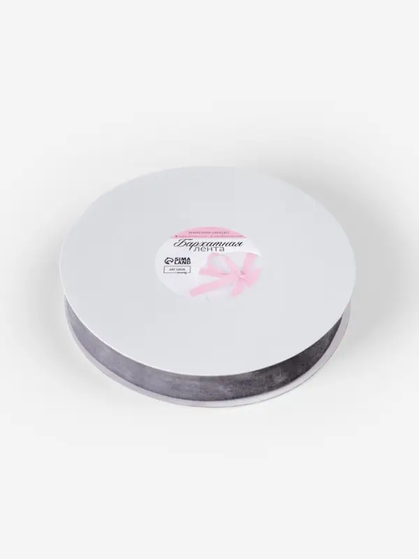 Лента бархатная, 25 мм, 18&plusmn;1 м, серая №184