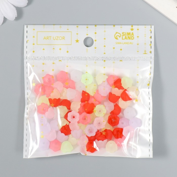 Бусины для творчества пластик Бусины для творчества пластик "Цветок ландыша" набор 80 шт полупрозр. 0,9х0,9х0,7 см, МИКС