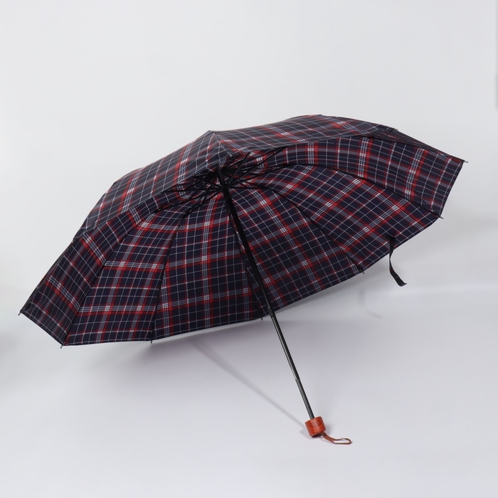 Зонт механический «Клетка», 4 сложения, 10 спиц, R = 55/63 см, D = 126 см, цвет МИКС Зонт механический «Клетка», 4 сложения, 10 спиц, R = 55/63 см, D = 126 см, цвет МИКС