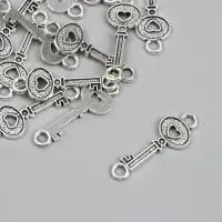 Фурнитура для бижутерии и украшений, коннектор металл 2 ушка «Ключик с сердечком», 3.5×1.2 см Фурнитура для бижутерии и украшений, коннектор металл 2 ушка «Ключик с сердечком», 3.5×1.2 см