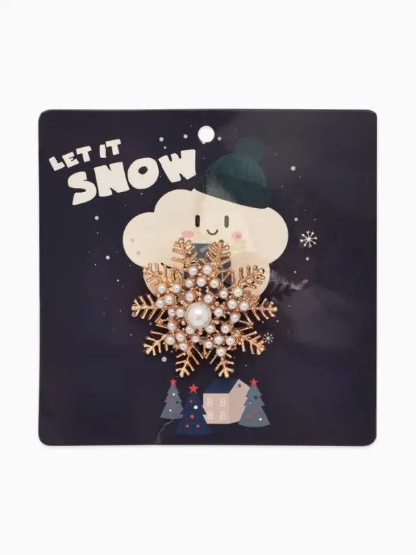 Брошь &laquo;Снежинка с жемчугом&raquo;, белая в золоте