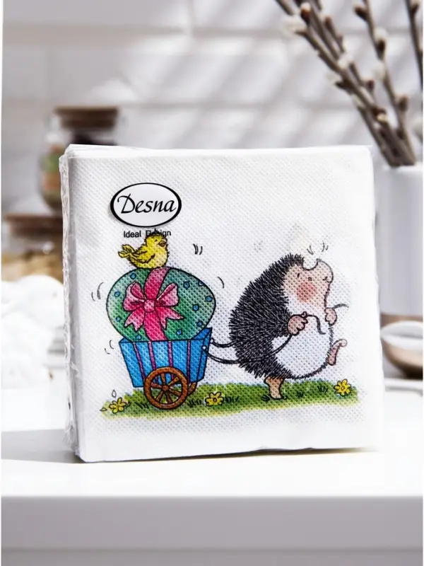 Салфетки пасхальные бумажные &laquo;Веселый ёжик&raquo;, 1 слой, 24&times;24 см, 40 шт