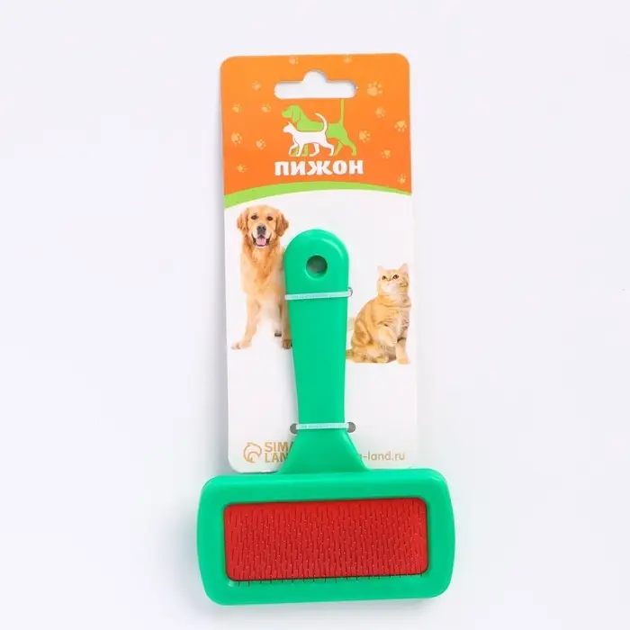 Пуходёрка &laquo;Симпл&raquo;, 9.2&times;13.2 см, без капель, с пластиковой ручкой, зелёная
