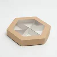 Коробка - менажница крафт, с окном, 6 ячеек, 23&times;4 см
