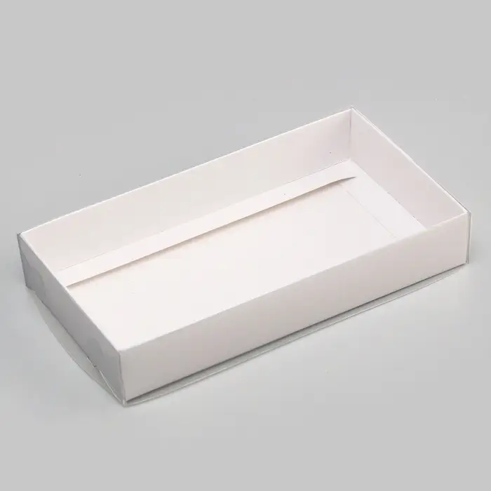 Кондитерская упаковка, белая с PVC крышкой, 18×10×3 см Кондитерская упаковка, белая с PVC крышкой, 18×10×3 см