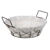 Корзина для мелочей тм VETTA Селеста, круглая, металл, лён, полиэстер, 21х21х7см, 2 дизайна