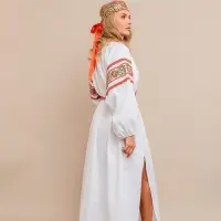 Карнавальный костюм "Купава" платье-рубашка взрослая (платье-рубашка, повязка на голову) размер 164/