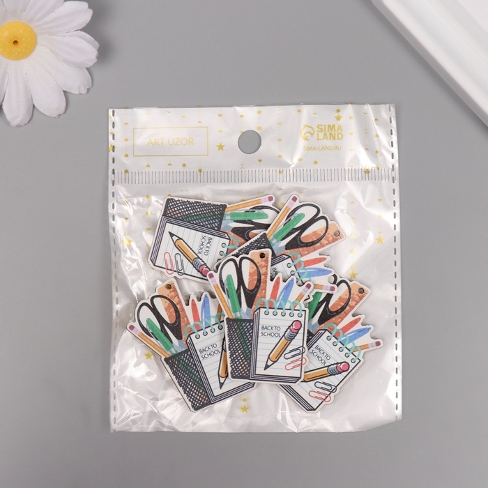 Декор для творчества дерево Декор для творчества дерево "Канцелярский набор" набор 5 шт 4,5х3,5х0,3 см