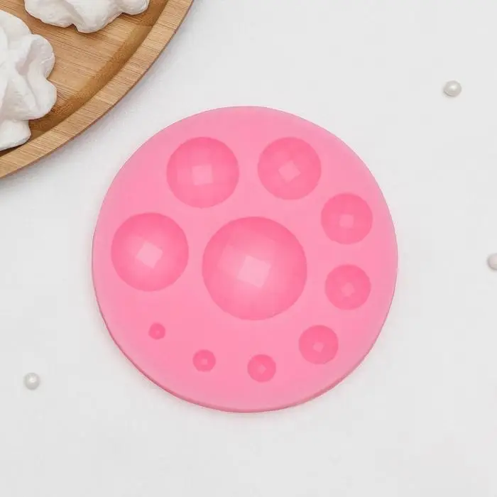 Молд для заливки «Кружочки в сетку», силикон, d=10 см, розовый Молд для заливки «Кружочки в сетку», силикон, d=10 см, розовый