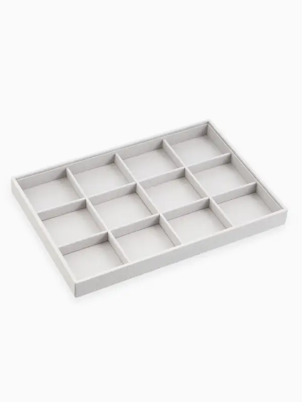 Подставка для украшений QF, 12 ячеек, флок, 35&times;24&times;3 см, серая