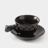Чашка с блюдцем &laquo;Черепашка&raquo;, 13&times;13&times;7 см, керамика, тёмно-коричневая