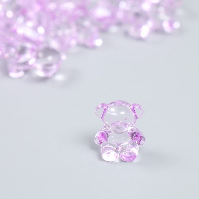 Декор для творчества пластик Декор для творчества пластик "Медвежонок" сиреневый набор 25 шт 1,8х1,5х1 см