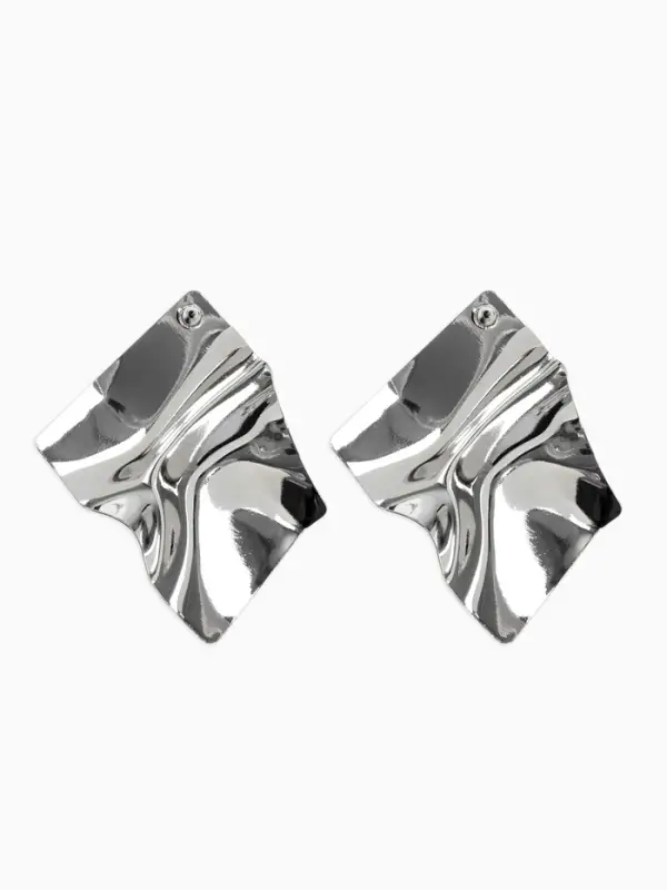 Серьги металл &laquo;Атмосфера&raquo;, ромб мятый, цвет серебро