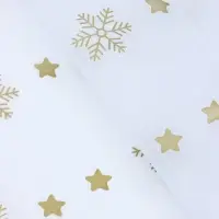 Бумага упаковочная тишью "Снежинки со звездами", золотистый, 50 х 66 см Бумага упаковочная тишью "Снежинки со звездами", золотистый, 50 х 66 см