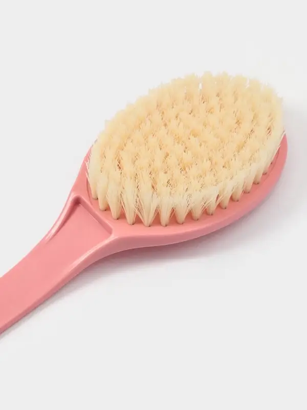 Щётка банная на ручке Доляна, массажёр, 33&times;6 см, розовая