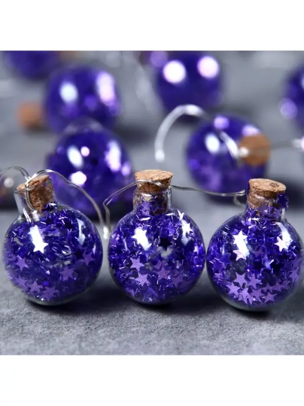 Гирлянда &laquo;Нить&raquo; 1.6 м с насадками &laquo;Синие шарики&raquo;, IP20, серебристая нить, 15 LED, от батареек АА&times;2, свечение белое