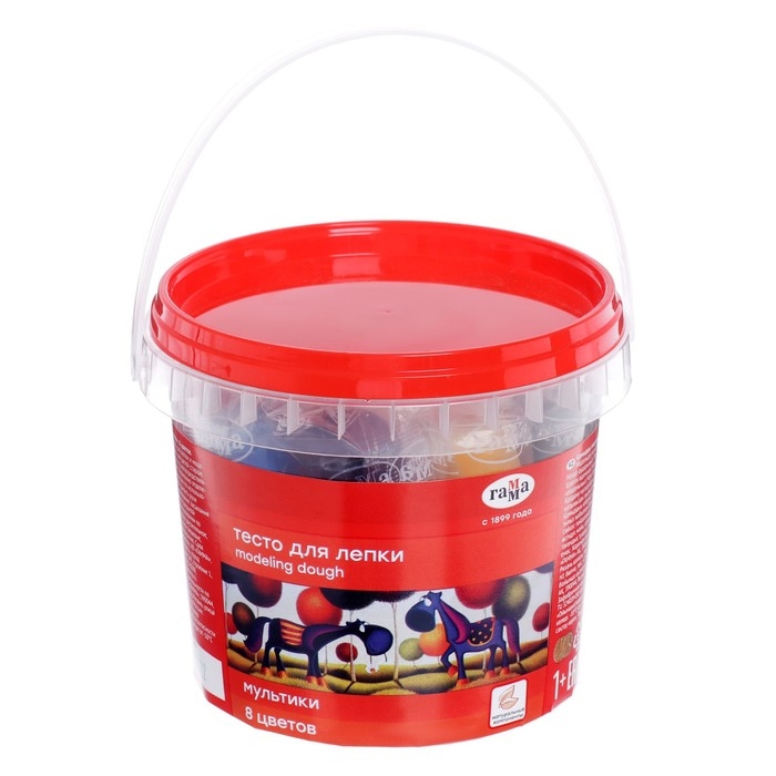 Тесто для лепки 8 цветов по 25 г, Гама  Тесто для лепки 8 цветов по 25 г, Гама "Мультики"