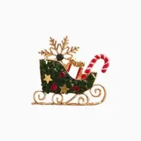 Брошь новогодняя &laquo;Сани со звёздами&raquo; снежинка, подарок, леденец, цветная в золоте