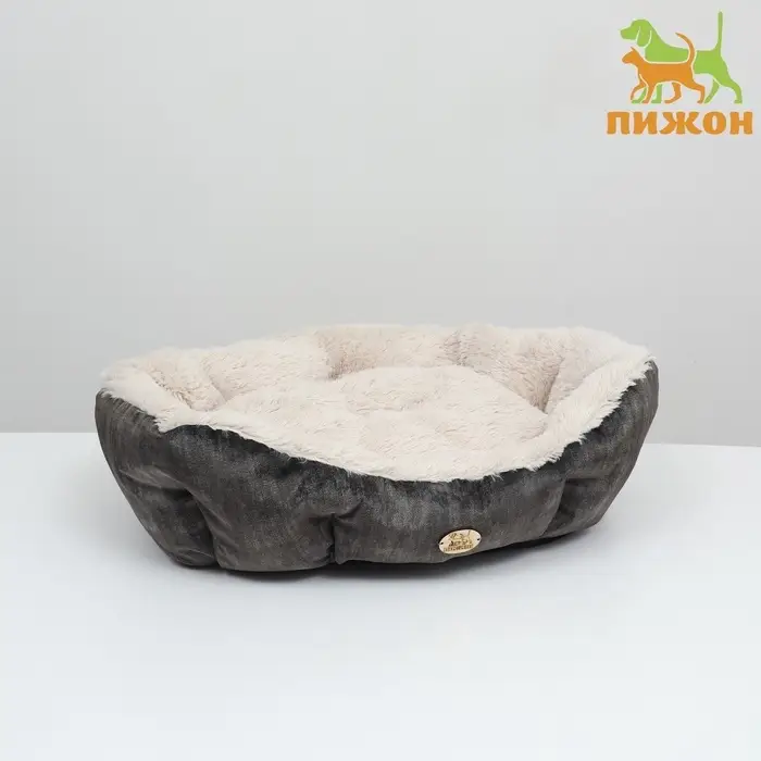 Лежанка-трансформер, 60&times;50&times;15 см, велюр, искусственный мех, цвет МИКС