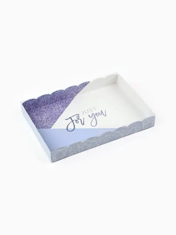 Коробка для печенья, кондитерская упаковка с пластиковой крышкой, Just for you, 22&times;15&times;3 см