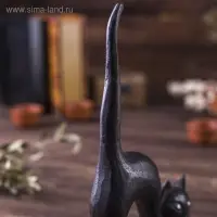 Сувенир дерево "Кошка под кольца черная выгнутая" 15х3х25 см