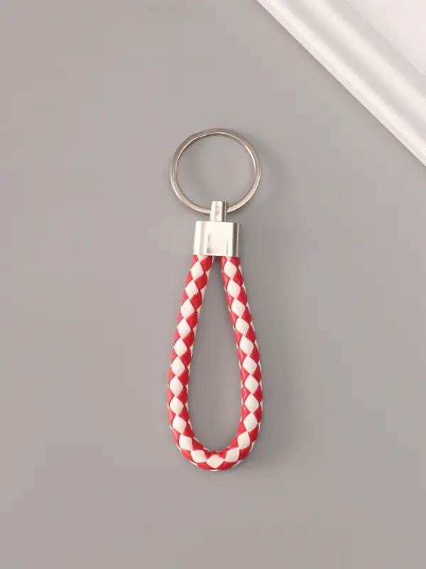 Брелок металл кожзам Брелок металл кожзам "Ремешок плетёнка" МИКС 8 см