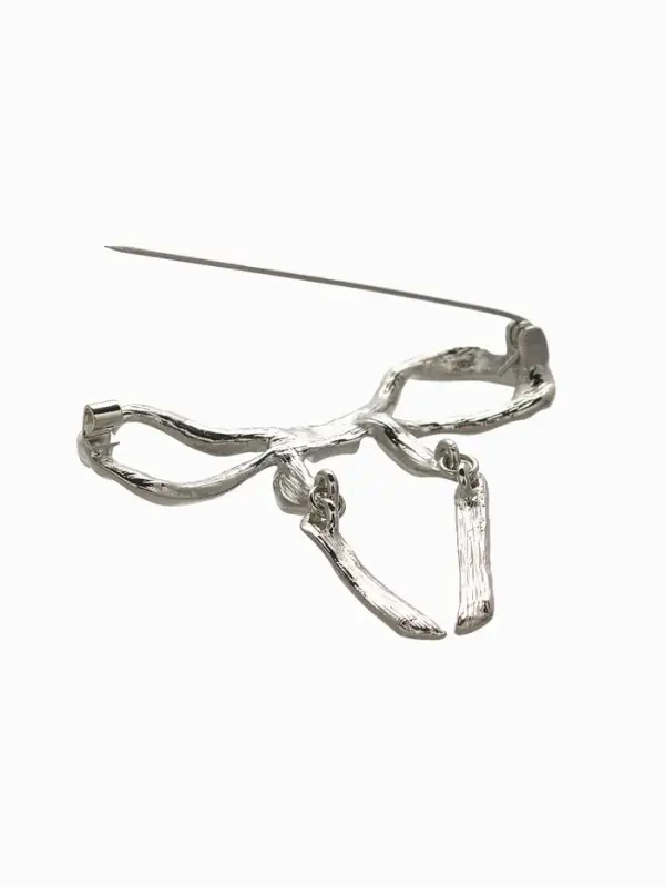 Брошь  Брошь "Бантик" нежность, из металла, цвет серебро