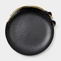 Блюдо сервировочное круглое &laquo;Чёрные каллы&raquo;, 26&times;27&times;5 см, нержавеющая сталь, чёрное с золотом