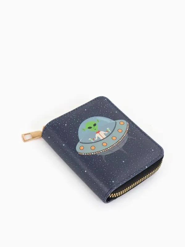 Кошелёк на молнии Выбражулька &laquo;Космос&raquo;, 8.5&times;2.5&times;10.5 см, детский, синий