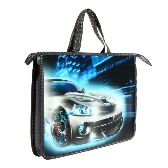 Папка с ручками А4, 335 х 235 х 55 мм, пластиковая, ручки-тесьма, Calligrata "Авто"