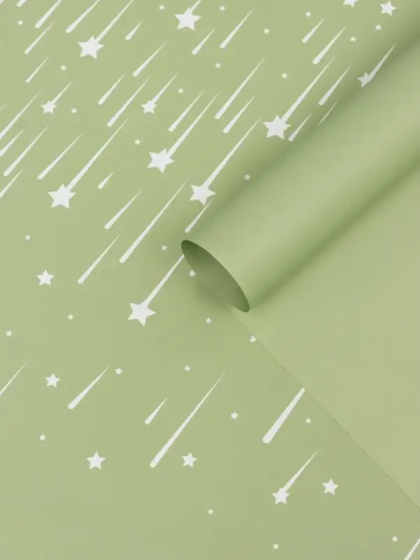 Пленка для цветов, "Звездопад", нежно-зелёная, 57х57 см