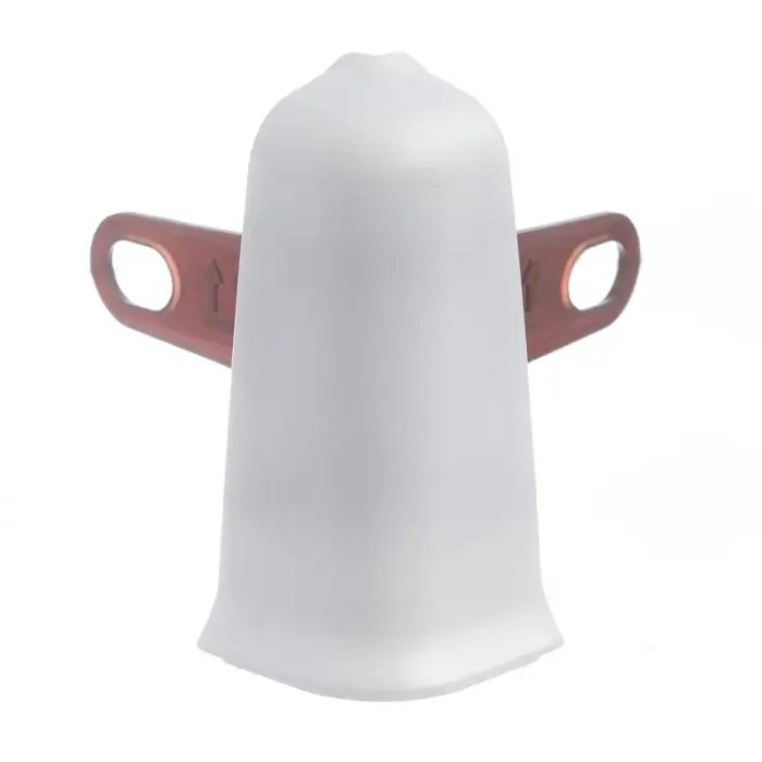 Угол наружный (внешний) для плинтуса «Деконика», с крепежом, 55 мм, цвет 001 белый