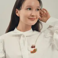 Брошь &laquo;Вишни&raquo;, наливные, красно-белая в золоте